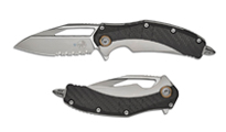 Microtech Matrix M390 Blasted Modified Sheepsfoot Combo Blade Bolstered Titanium Handles with Carbon Fiber Scales MCT165C8CFTI