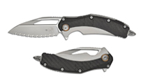 Microtech Matrix M390 Blasted Modified Sheepsfoot Serrated Blade Bolstered Titanium Handles with Carbon Fiber Scales MCT165C9CFTI