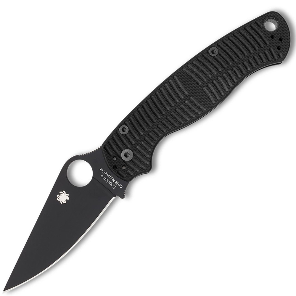 Spyderco Para Military 2 Salt MagnaCut Black G-10 Handle Black Blade 81GMCBKP2 1