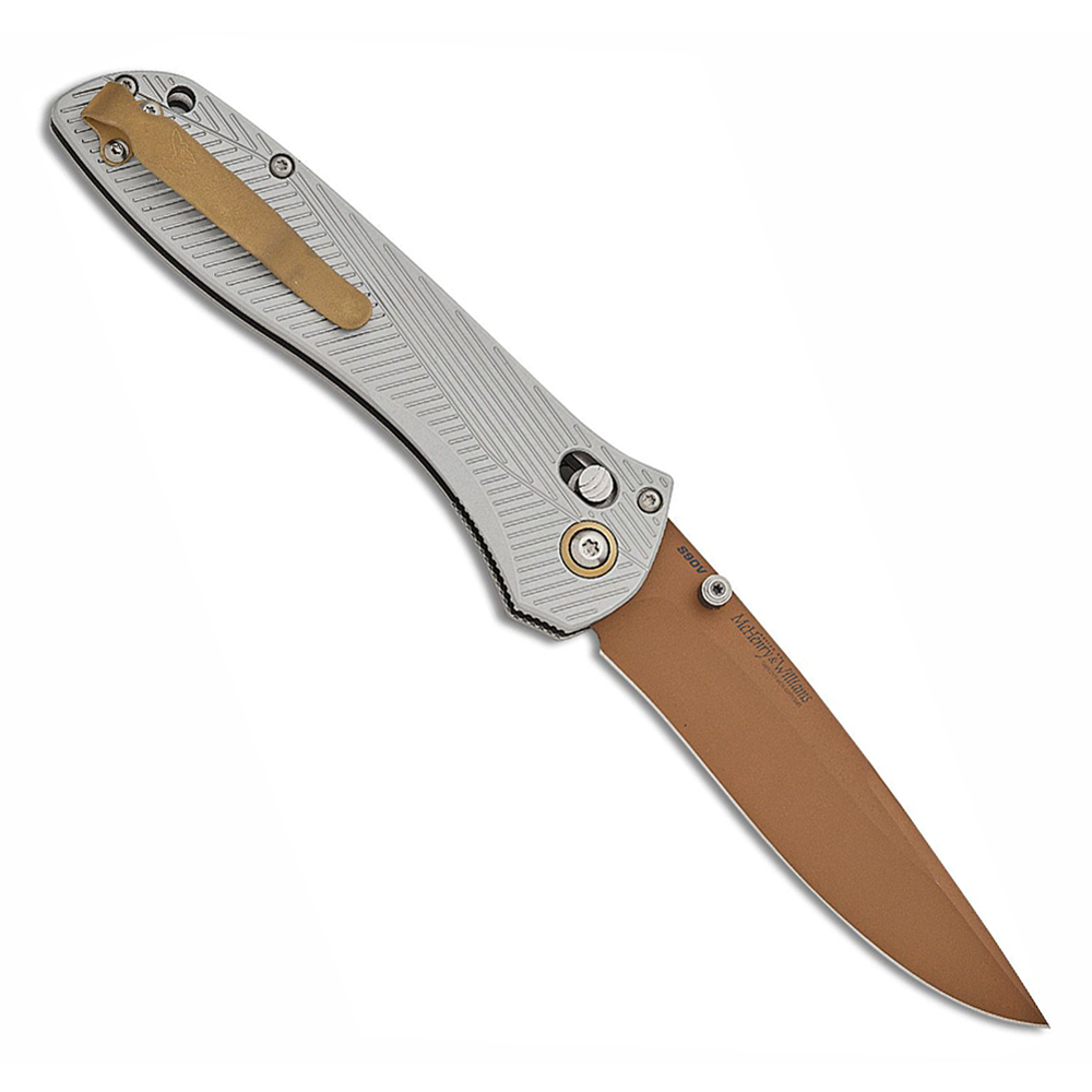 Benchmade 710FE-24 McHenry &amp; Williams Seven / Ten CPM-S90V Flat Earth Gray Aluminum 2