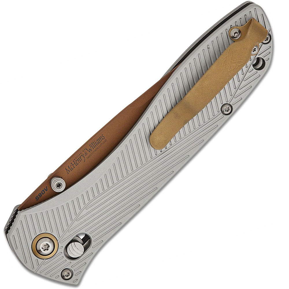 Benchmade 710FE-24 McHenry &amp; Williams Seven / Ten CPM-S90V Flat Earth Gray Aluminum 4