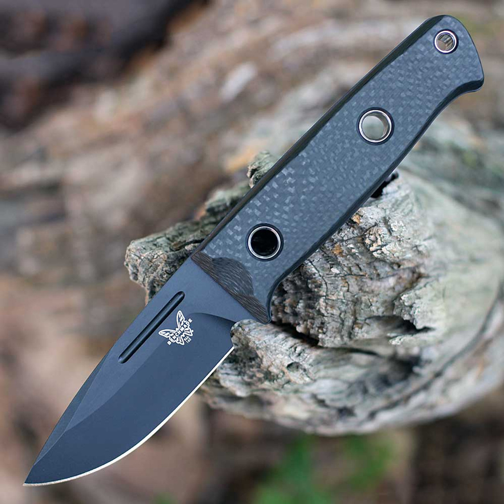 Benchmade Mini Bushcrafter CPM-CruWear Black Carbon Fiber 165BK 4
