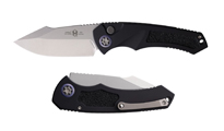 Heretic Auto Pariah CPM-MagnaCut Stonewashed Harpoon Blade Black Aluminum Handles H0482A