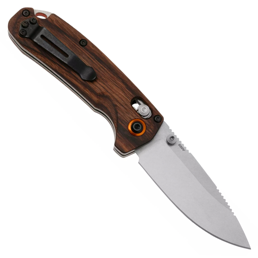 Benchmade 15032 North Fork S30V Stonewashed Drop Point Dark Brown Stabilized Wood 2