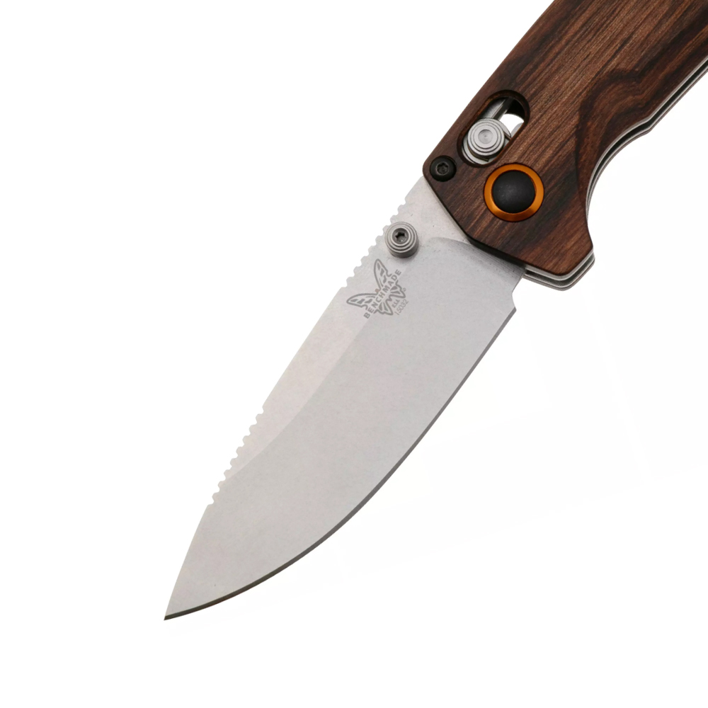 Benchmade 15032 North Fork S30V Stonewashed Drop Point Dark Brown Stabilized Wood 3