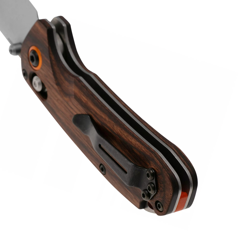 Benchmade 15032 North Fork S30V Stonewashed Drop Point Dark Brown Stabilized Wood 4