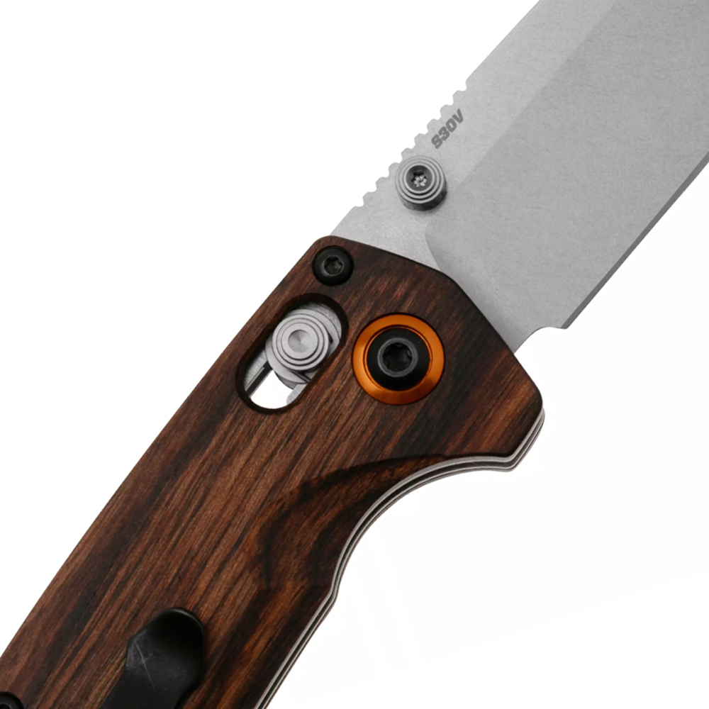 Benchmade 15032 North Fork S30V Stonewashed Drop Point Dark Brown Stabilized Wood 5