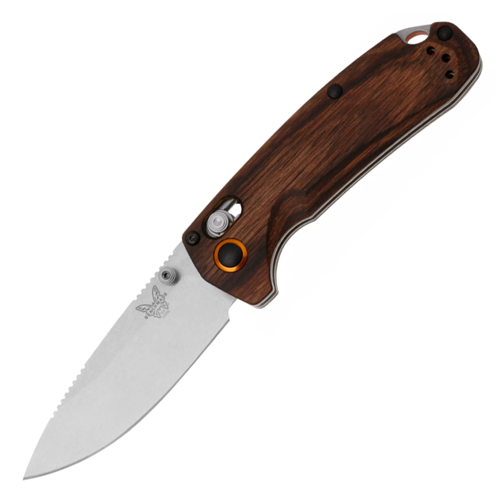 Benchmade 15032 North Fork S30V Stonewashed Drop Point Dark Brown Stabilized Wood 1