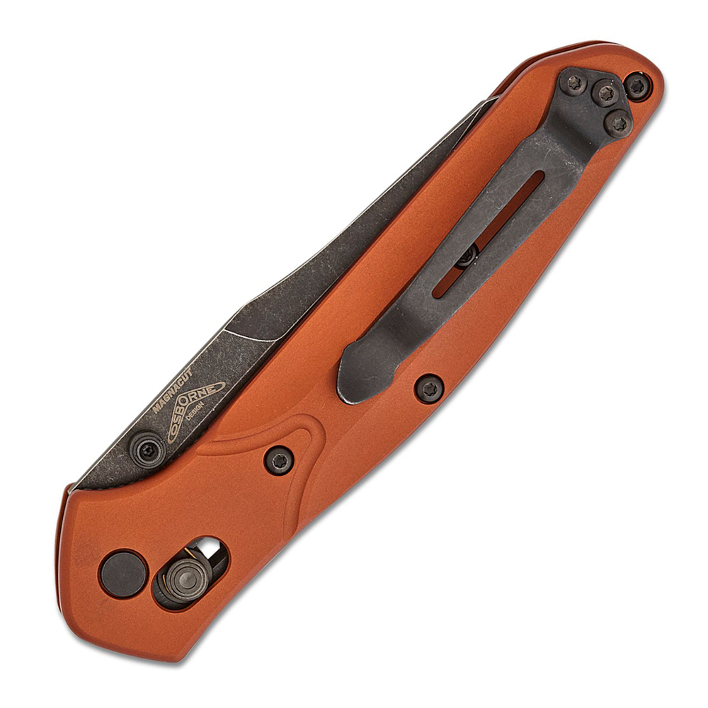 Benchmade 940BK-03 Osborne CPM-MagnaCut Black DLC Battlewashed Plain Burnt Copper Aluminum Handles 4