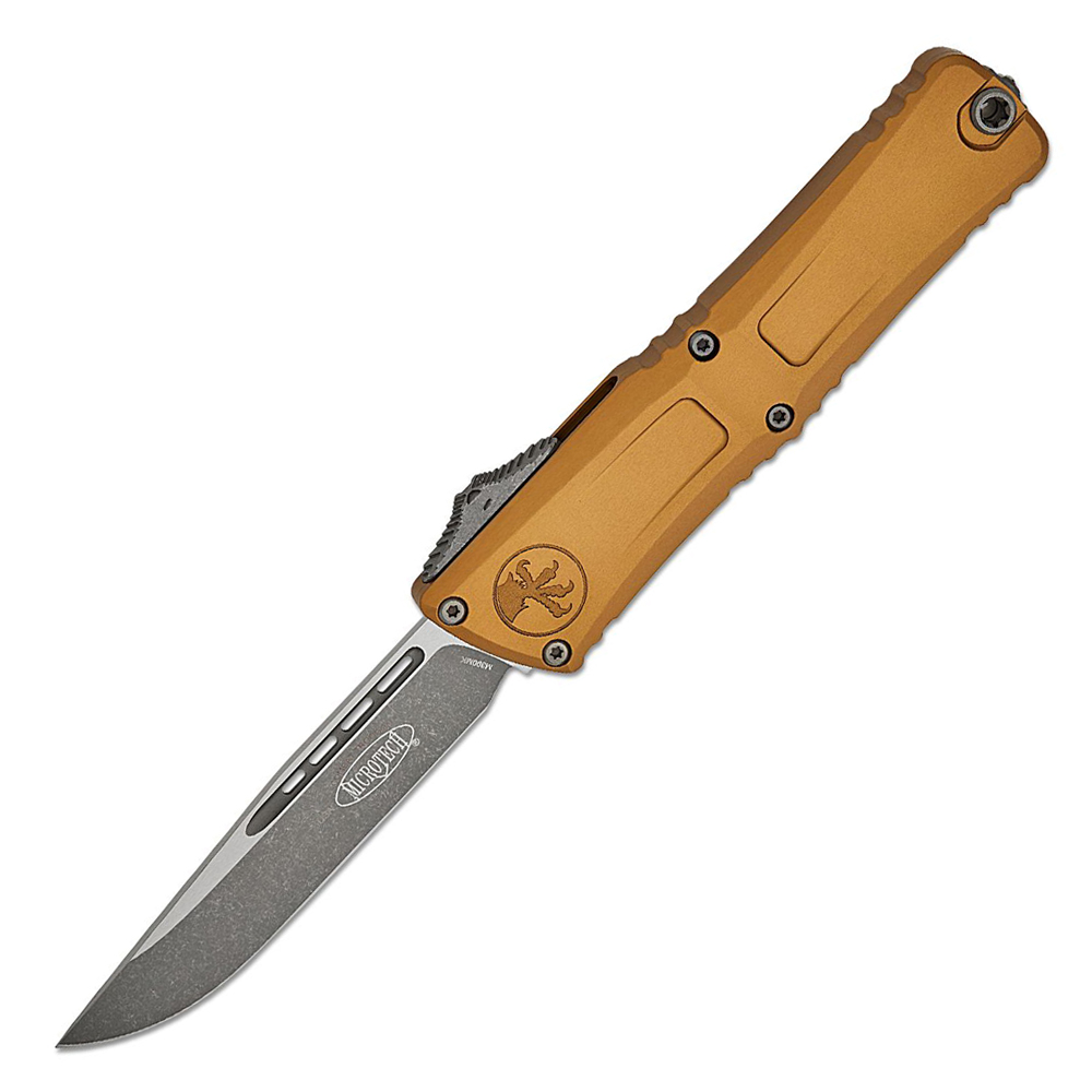 Microtech Combat Troodon Gen III AUTO OTF M390MK Apocalyptic Drop Point Tan Aluminum 1143-10APTA 1
