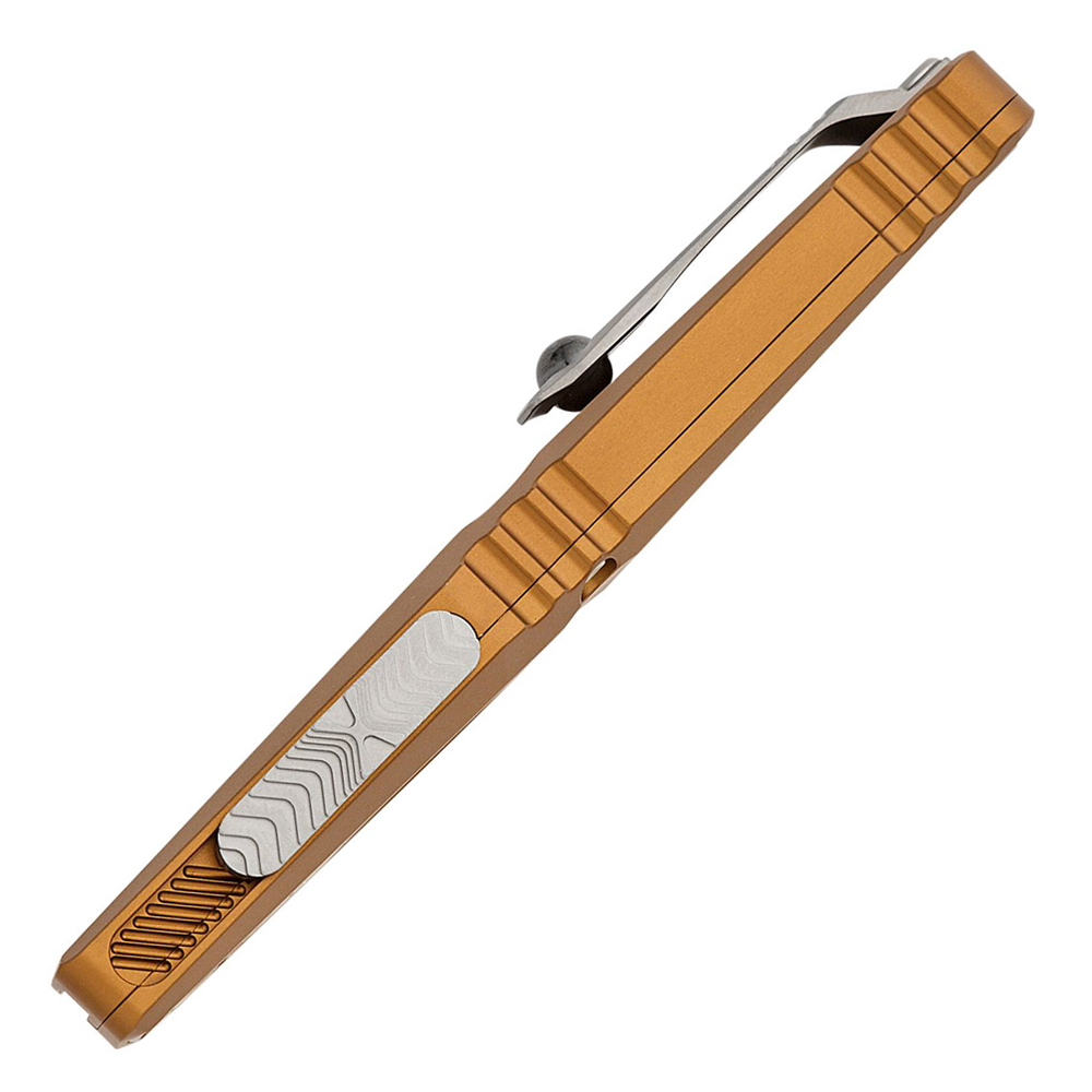 Microtech Combat Troodon Gen III AUTO OTF M390MK Stonewashed Drop Point Tan Aluminum Handles 1143-10TA 5