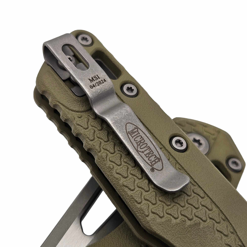 Microtech MSI RAM-LOK Manual Folding Bohler M390MK Apocalyptic Modified Sheepsfoot Plain Blade Tri-Grip Polymer OD Green 210T-10APPMOD 10