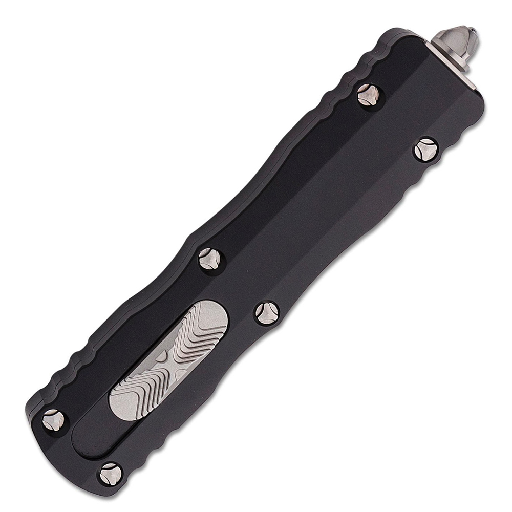 Microtech 225-10 Dirac AUTO OTF Knife Stonewashed Double Edge Dagger Black Aluminum Handles 3
