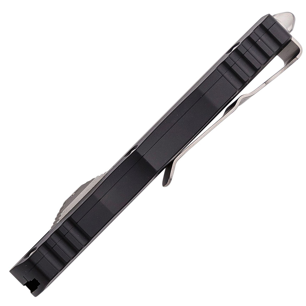 Microtech 225-10 Dirac AUTO OTF Knife Stonewashed Double Edge Dagger Black Aluminum Handles 5