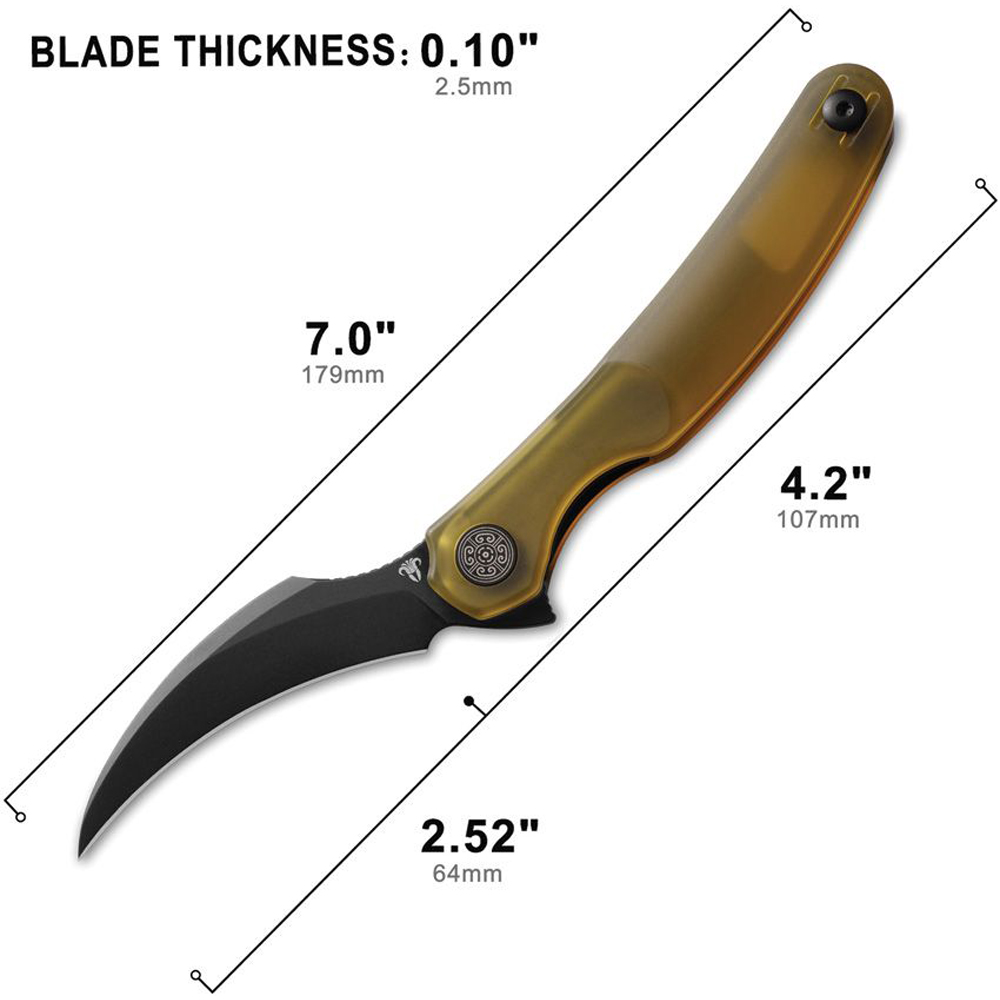 Cavol Mantis-C09 Ultem Handle ELMAX Flipper Pikal Knife Black PVE C09UD 4