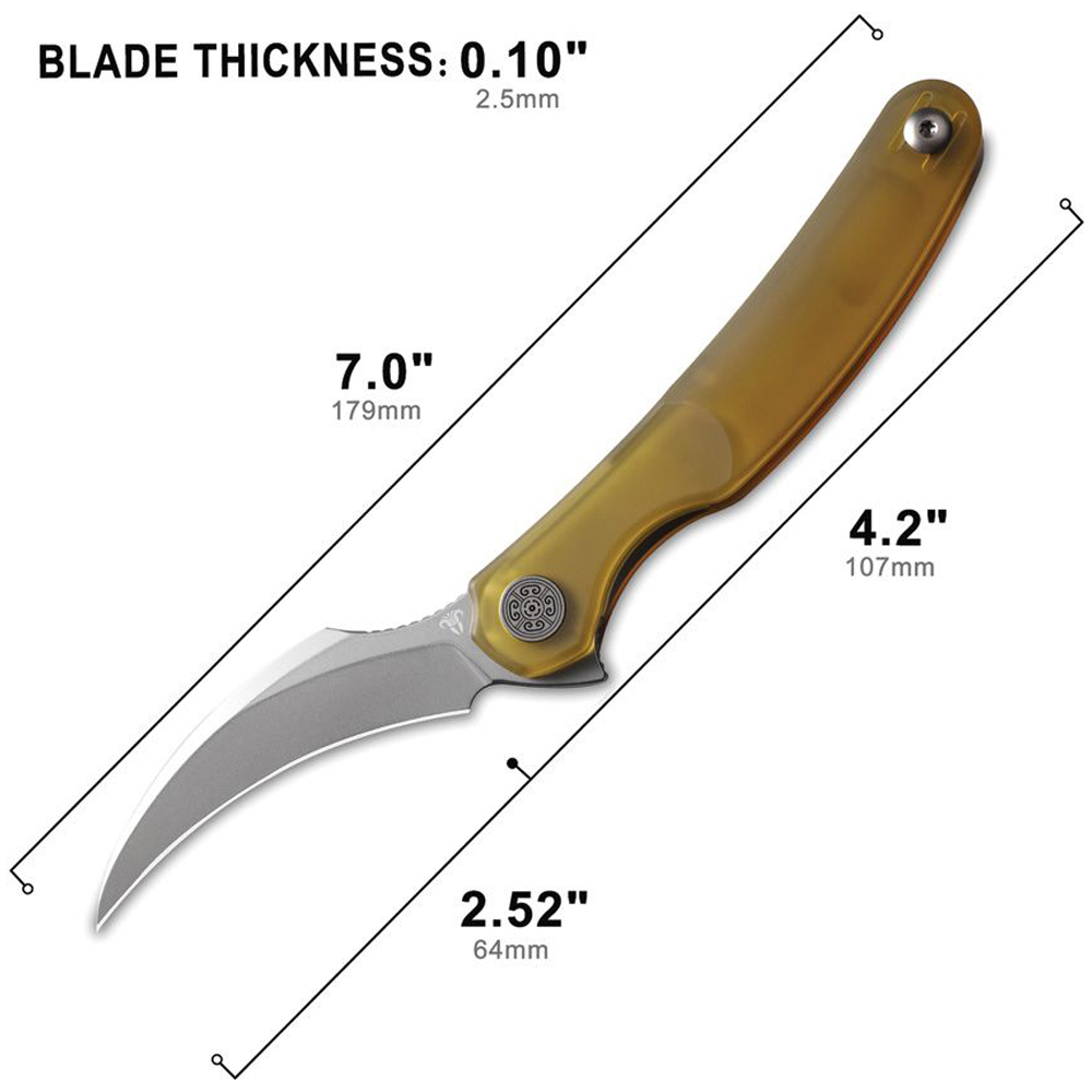 Cavol Mantis-C09 Ultem Handle ELMAX Flipper Pikal Knife Stonewash C09UW 5