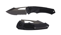 Heretic Pariah M/A Button Lock Partial Serrated MagnaCut DLC Tactical Black Aluminum Handles H046-6B-T