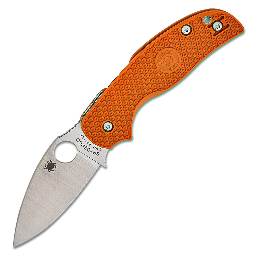 Spyderco Sage 5 Compression Lock CPM-REX 121 Satin Blade Burnt Orange FRN C123BORP 1
