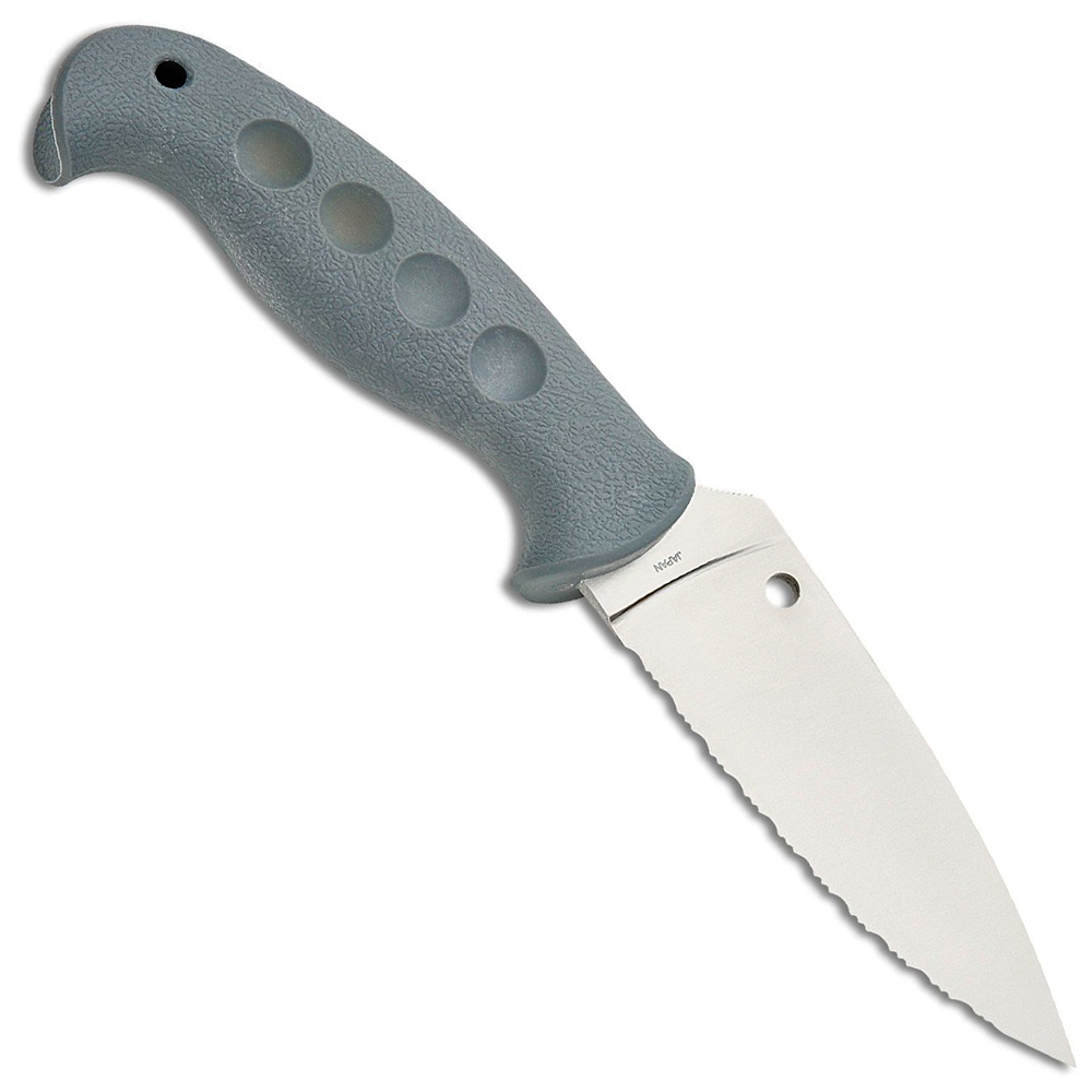 Spyderco Temperance Lightweight Sprint Run CPM-CruWear Satin Serrated Blade Molded Gray FRN Handles Boltaron Sheath with G-Clip FB05SGY 2