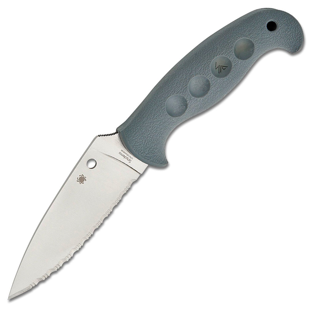 Spyderco Temperance Lightweight Sprint Run CPM-CruWear Satin Serrated Blade Molded Gray FRN Handles Boltaron Sheath with G-Clip FB05SGY 1