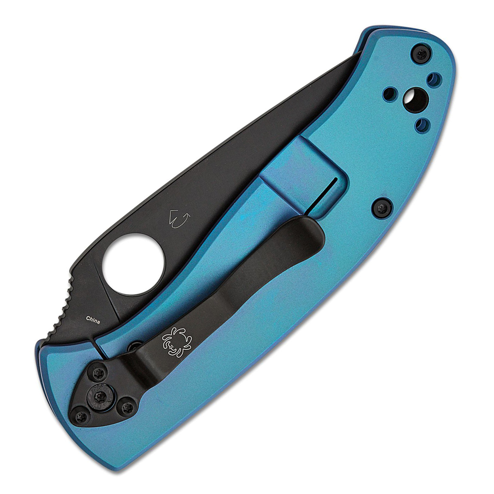 Spyderco Tenacious Black Plain Blue Titanium C122TIBLBKP 4