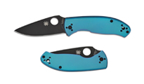 Spyderco Tenacious Black Plain Blue Titanium C122TIBLBKP