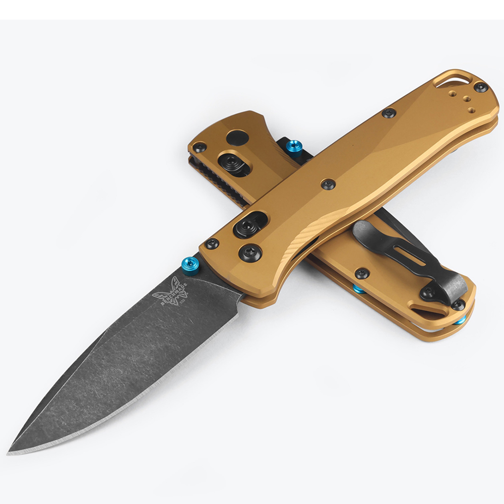 Benchmade 535BK-07 Bugout M390 Black DLC Battlewashed Burnt Brass Aluminum 4