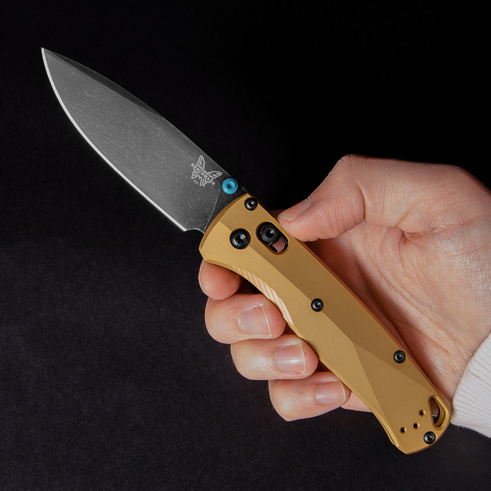 Benchmade 535BK-07 Bugout M390 Black DLC Battlewashed Burnt Brass Aluminum 6