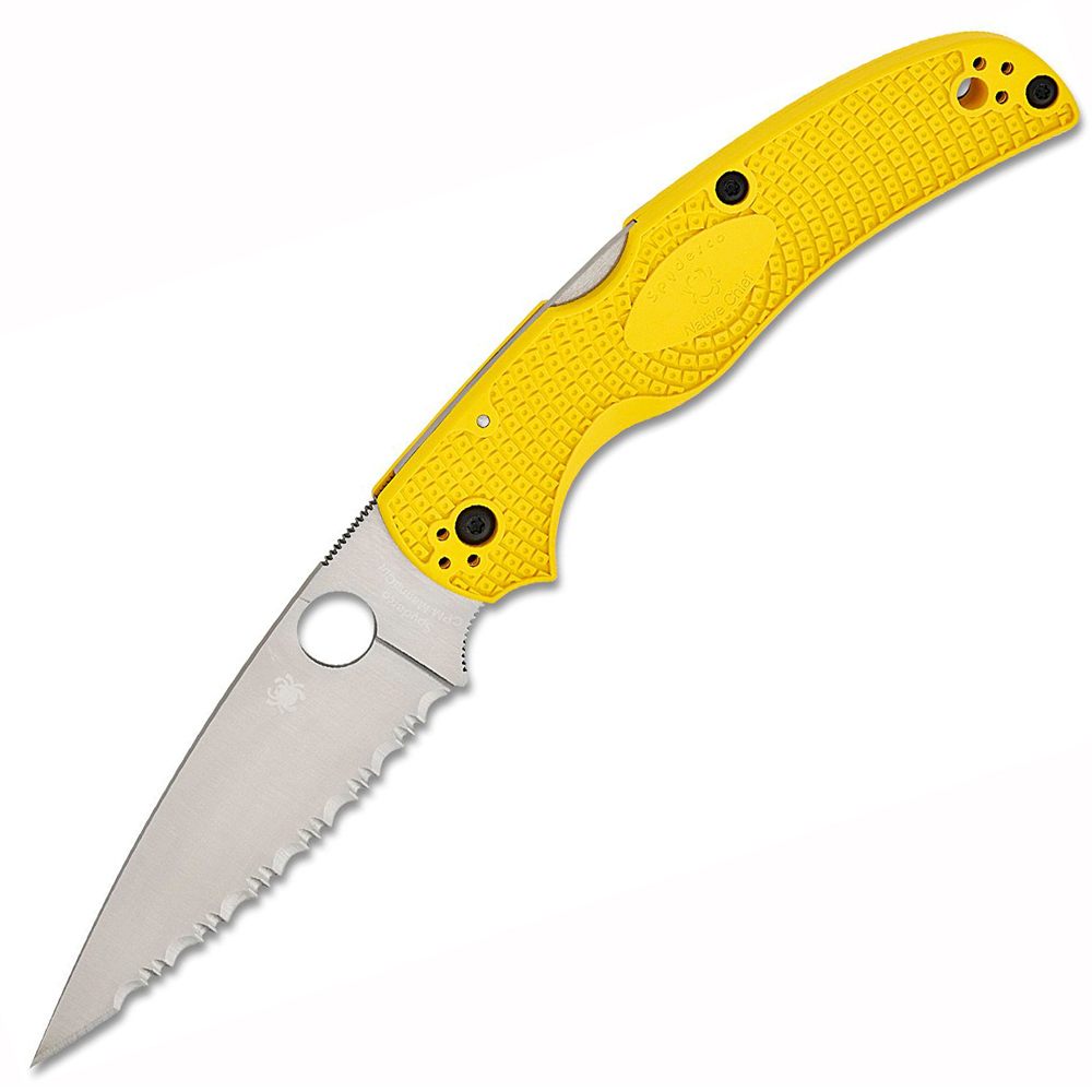 Spyderco Native Chief Lightweight Salt CPM-MagnaCut Satin Serrated Yellow FRN C244SYL 1
