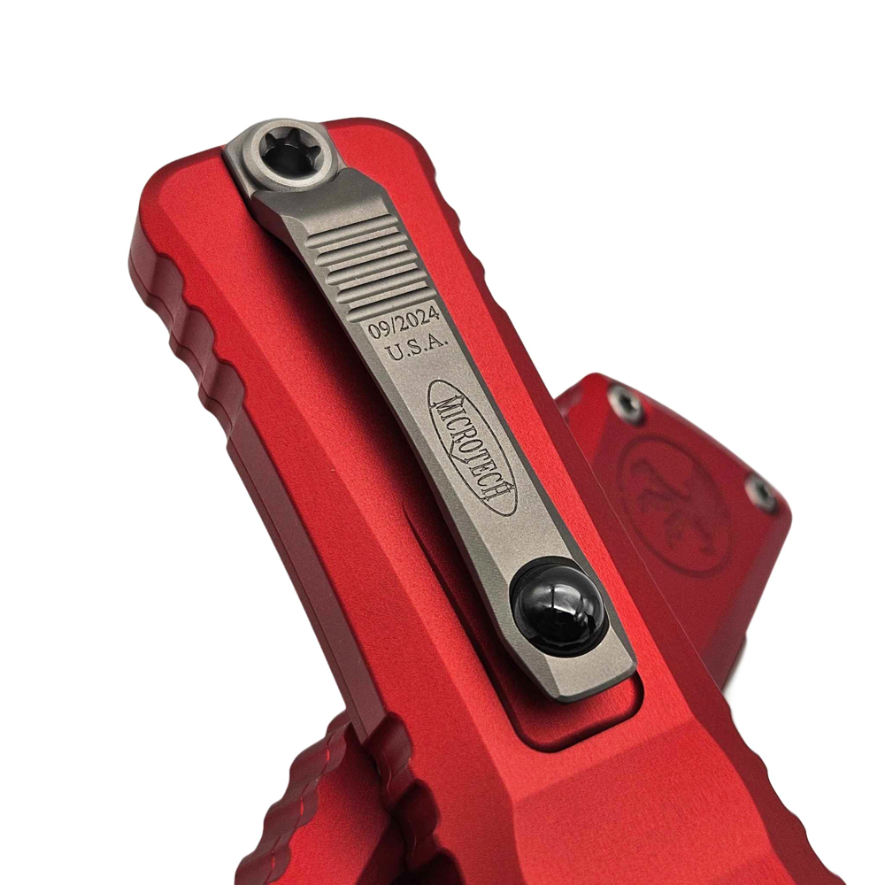 Microtech Combat Troodon Gen III AUTO OTF M390MK Stonewashed Serrated Dagger Red Aluminum Handles 1142-11RD 5