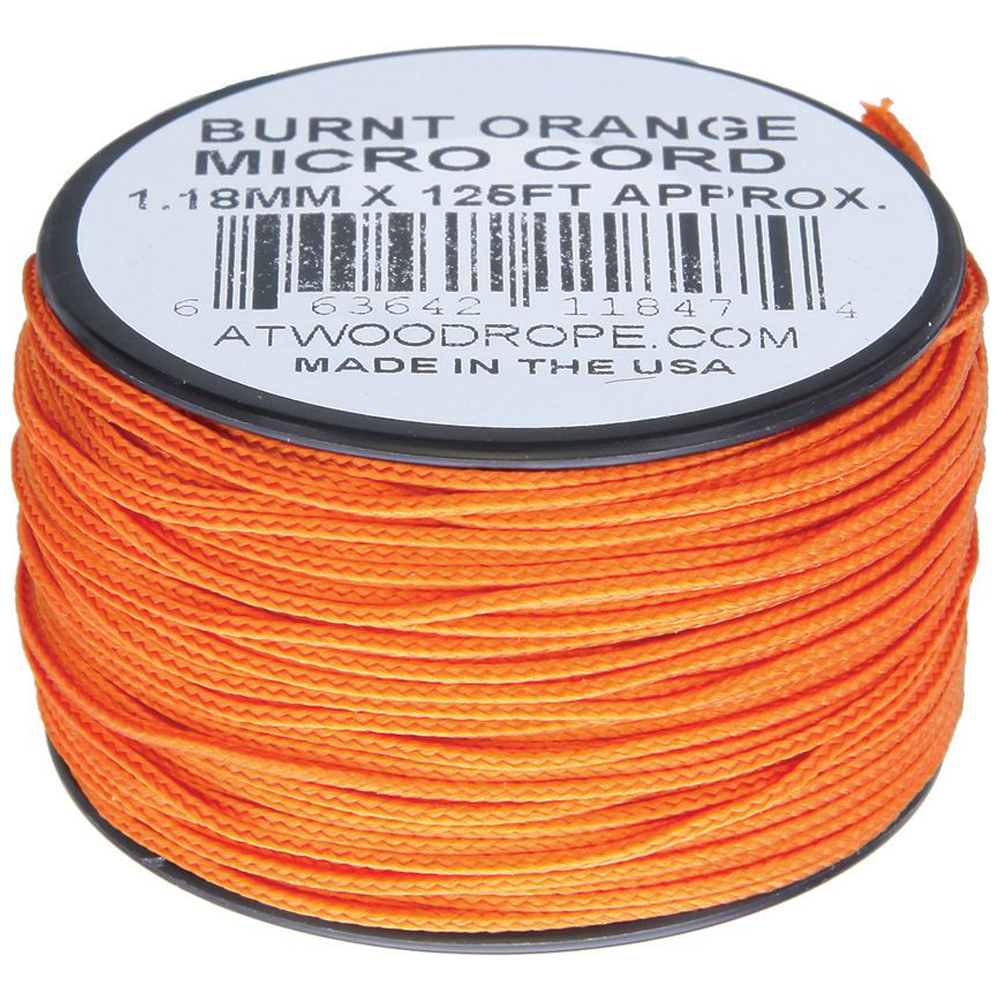 Braided Cord Atwood Rope Micro Cord 125 ft Burn Orange 1