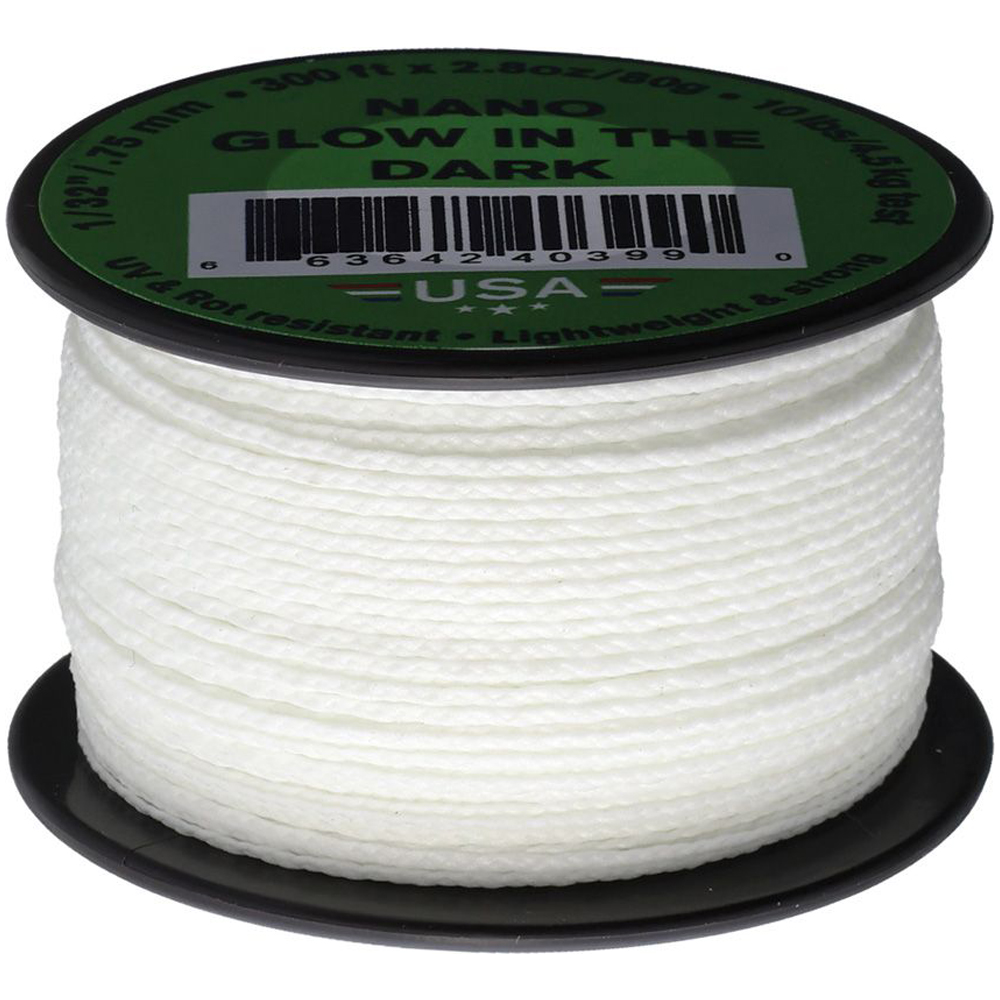 Atwood Rope Nano Cord 300 ft Glow Braided Glow-in-the-Dark Cord 1