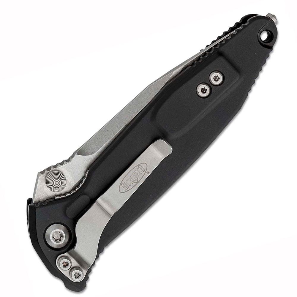 Microtech 160-11 Socom Elite Manual Stonewashed Clip Point Combo Blade Black Aluminum Handles 4