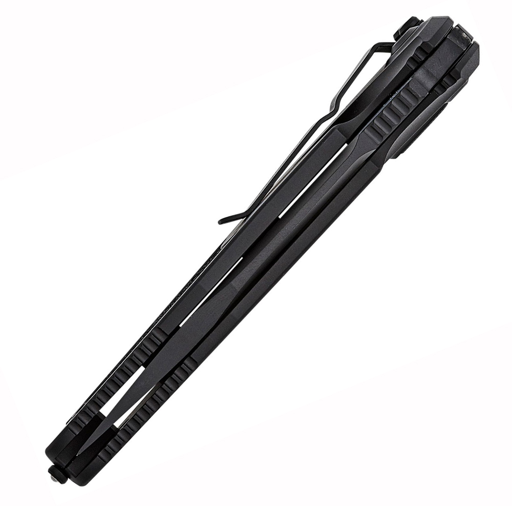 Microtech 160A-1T Socom Elite Tactical AUTO Black Clip Point Plain Blade Black Aluminum Handles 5