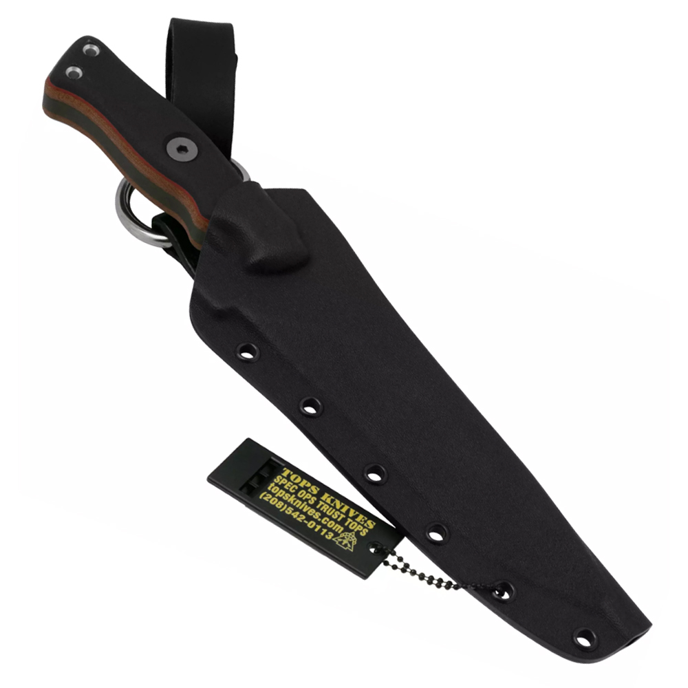TOPS Operator 7 Fixed Blade 1075 Carbon Midnight Bronze Blade Tan Canvas Micarta / Black G10 OP7-03 6
