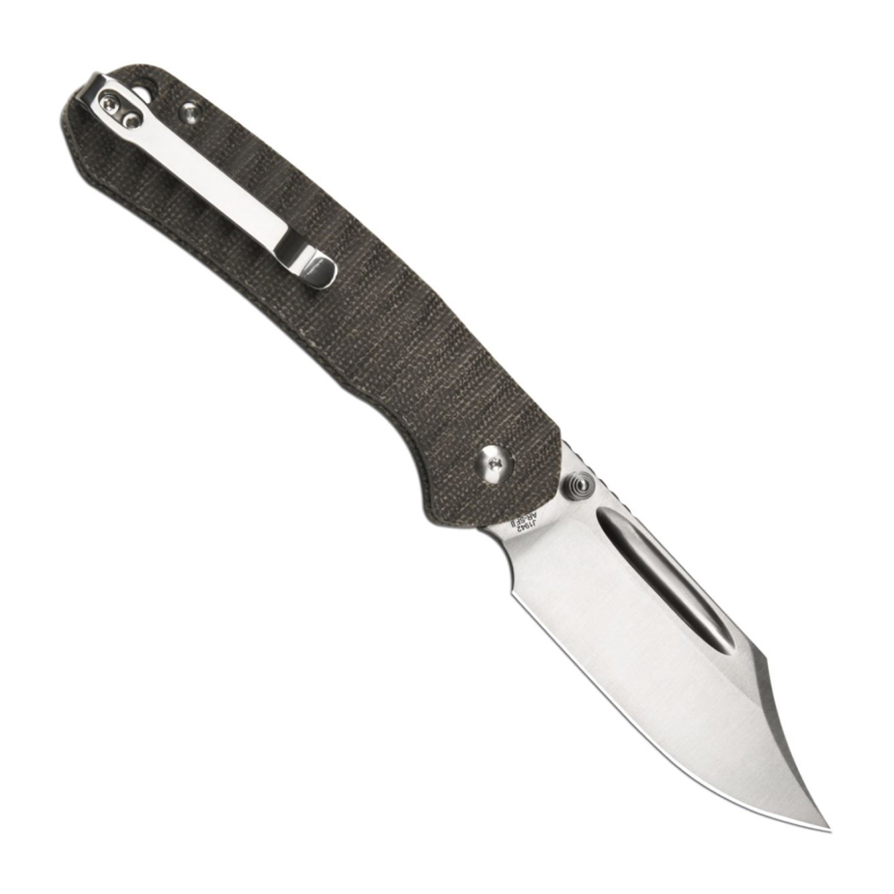 CJRB Bowie Pyrite AR-SFII Stone Polish Green Micarta J1942-ODG 2