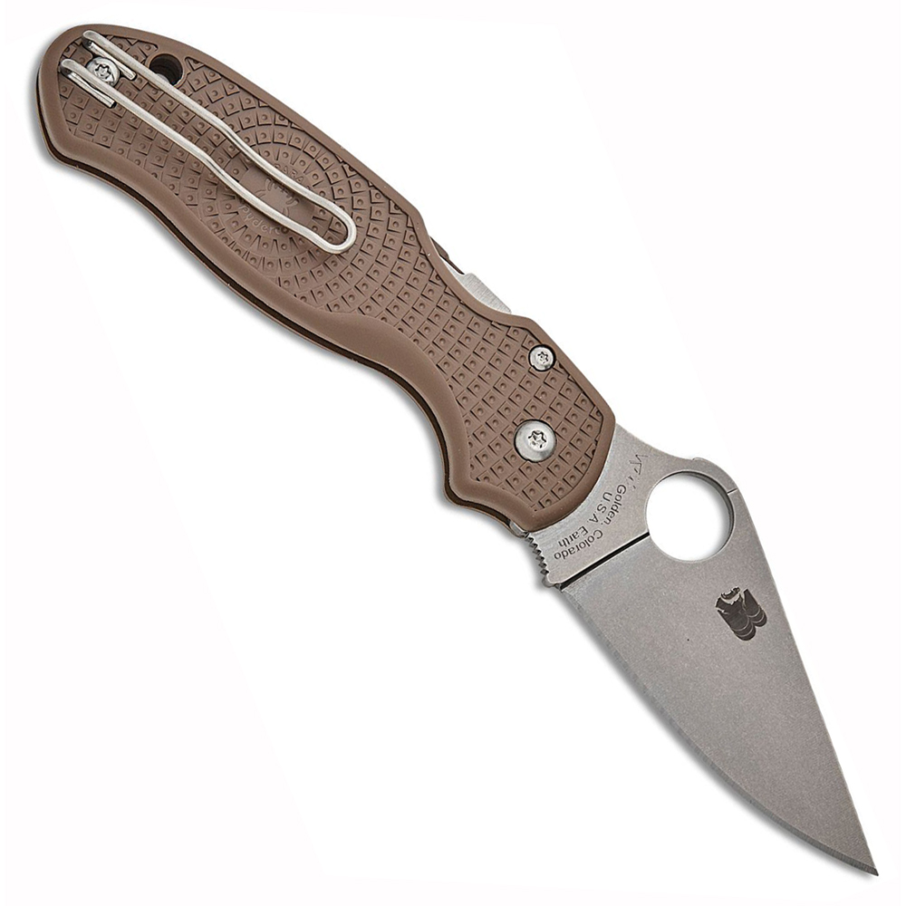 Spyderco Para 3 Lightweight Sprint Run CPM-15V Stonewashed Plain Brown FRN Handles C223PBN15V 2