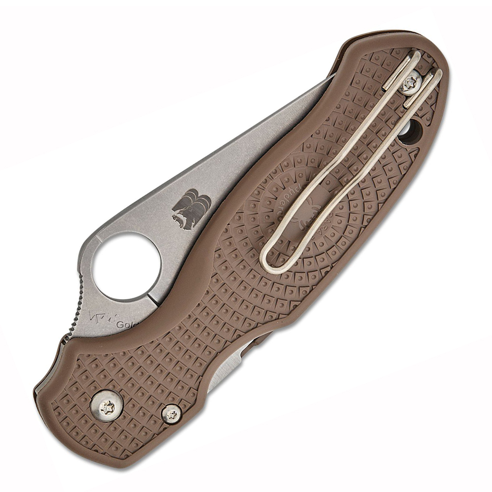 Spyderco Para 3 Lightweight Sprint Run CPM-15V Stonewashed Plain Brown FRN Handles C223PBN15V 4