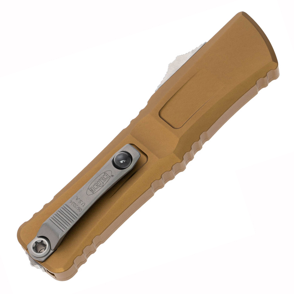 Microtech Combat Troodon Gen III AUTO OTF M390 Tanto Stonewashed Tan Aluminum Handles 1144-10TA 2