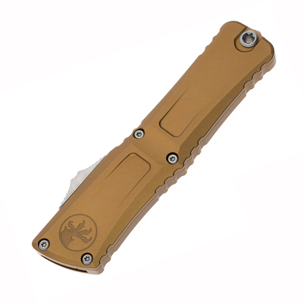 Microtech Combat Troodon Gen III AUTO OTF M390 Tanto Stonewashed Tan Aluminum Handles 1144-10TA 3