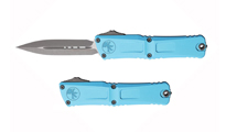 Microtech Combat Troodon Gen III AUTO OTF M390MK Apocalyptic Double Edge Dagger Turquoise Aluminum Handles 1142-10APTQ