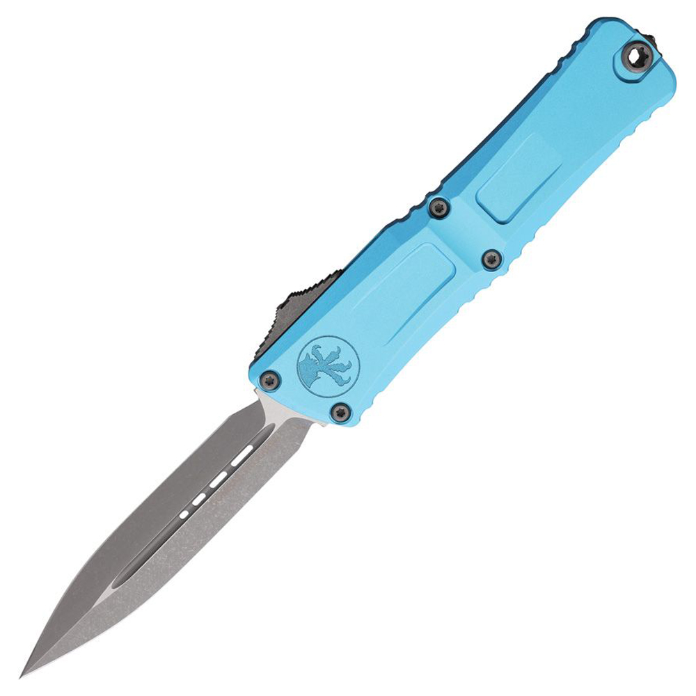 Microtech Combat Troodon Gen III AUTO OTF M390MK Apocalyptic Double Edge Dagger Turquoise Aluminum Handles 1142-10APTQ 1