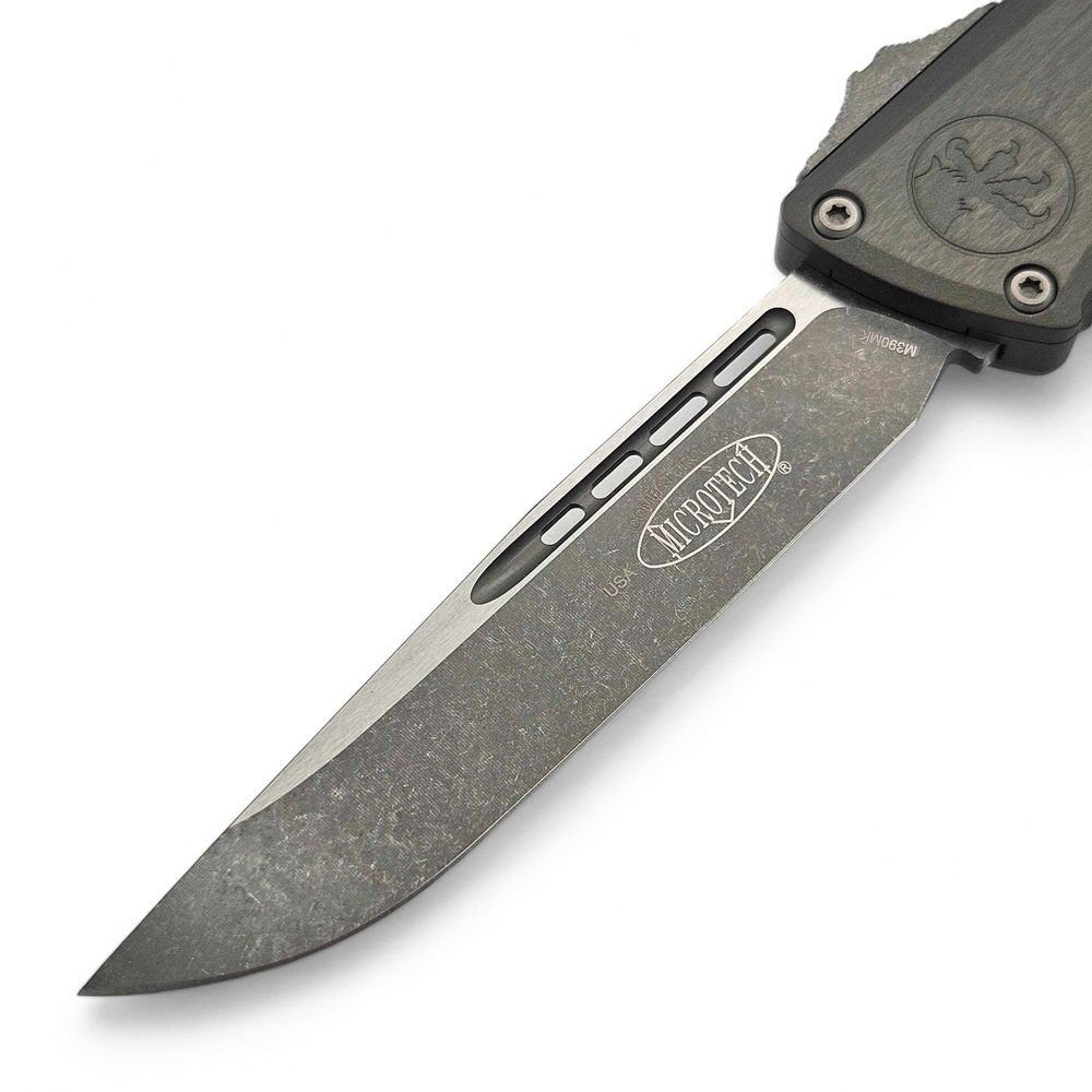 Microtech Combat Troodon Gen III AUTO OTF M390 Apocalyptic Single Edge Natural Clear Aluminum Handles 1143-10APNC 6