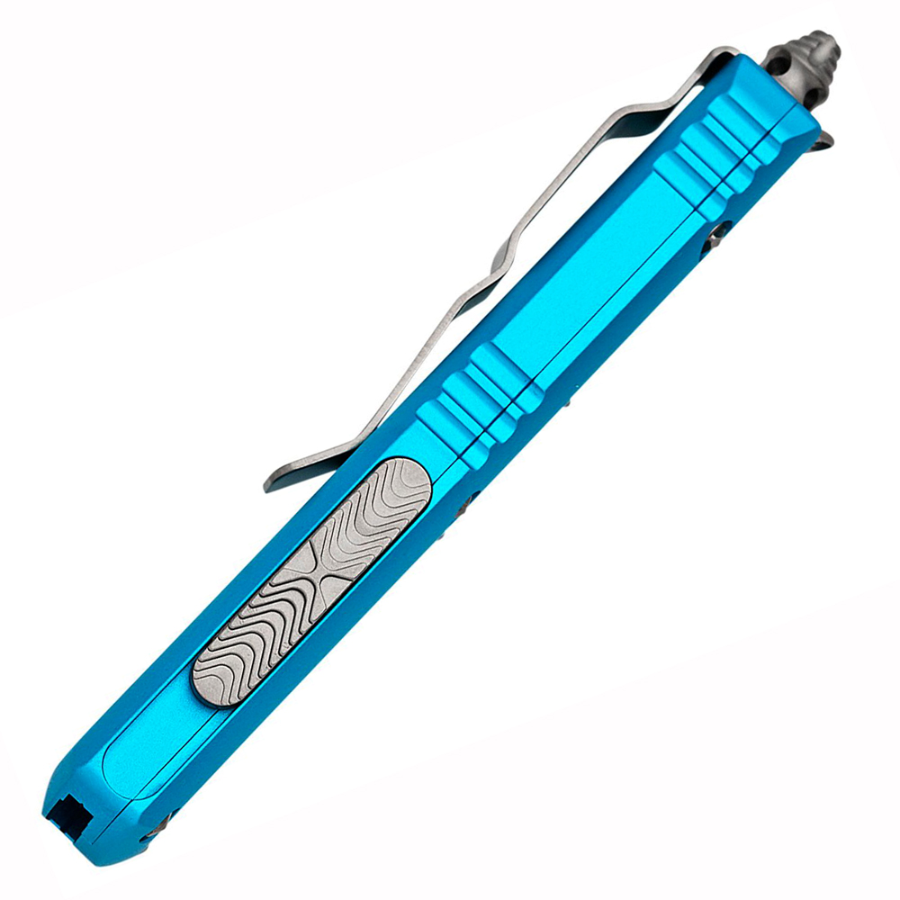Microtech UTX-85 AUTO OTF Satin Plain Tanto Turquoise Aluminum Handles 233-4TQ 5