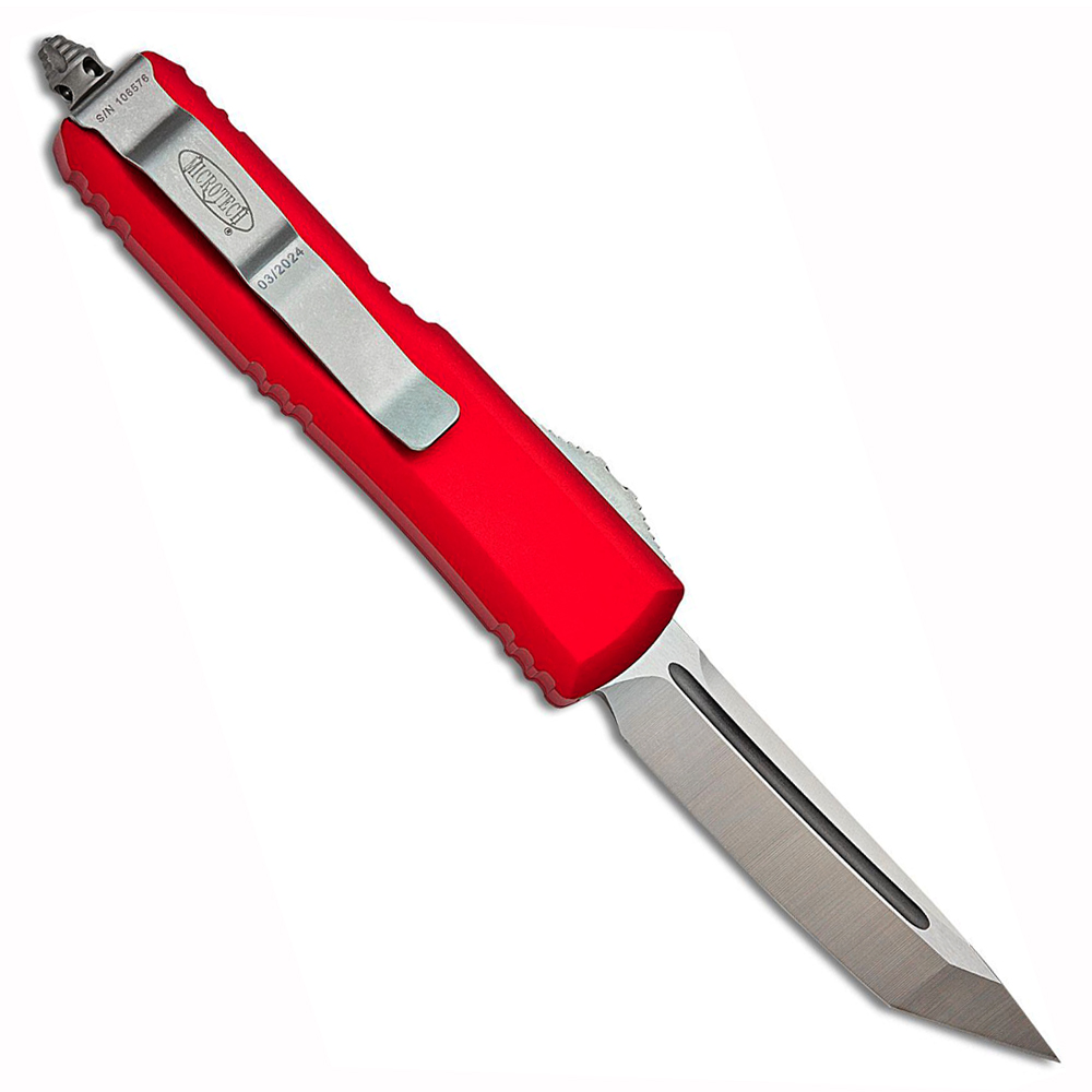 Microtech UTX-85 AUTO OTF Satin Tanto Plain Red Aluminum Handles 233-4RD 2