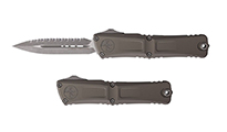 Microtech Combat Troodon Gen III AUTO OTF M390MK Apocalyptic Full Serrated Dagger Natural Clear Aluminum Handles 1142-12APNC