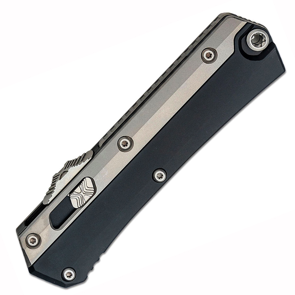 Microtech Glykon AUTO OTF Stonewashed Double Edge Bayonet Black Aluminum Handles with Titanium Overlays 184-10 4