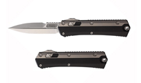 Microtech Glykon AUTO OTF Stonewashed Double Edge Bayonet Black Aluminum Handles with Titanium Overlays 184-10