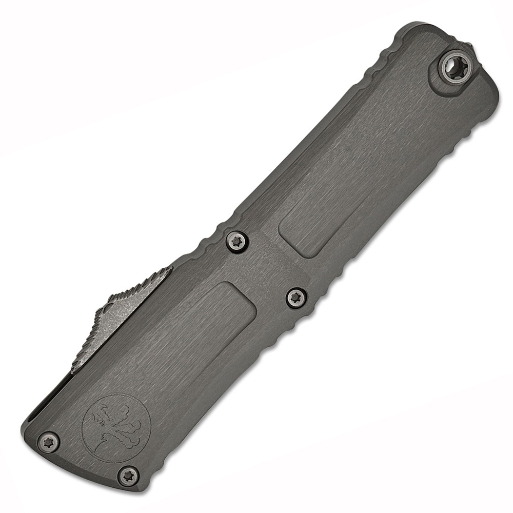 Microtech Combat Troodon Gen III AUTO OTF M390MK Apocalyptic Double Edge Dagger Natural Clear Deep Engraved Aluminum Handles 1142-10APNC 3