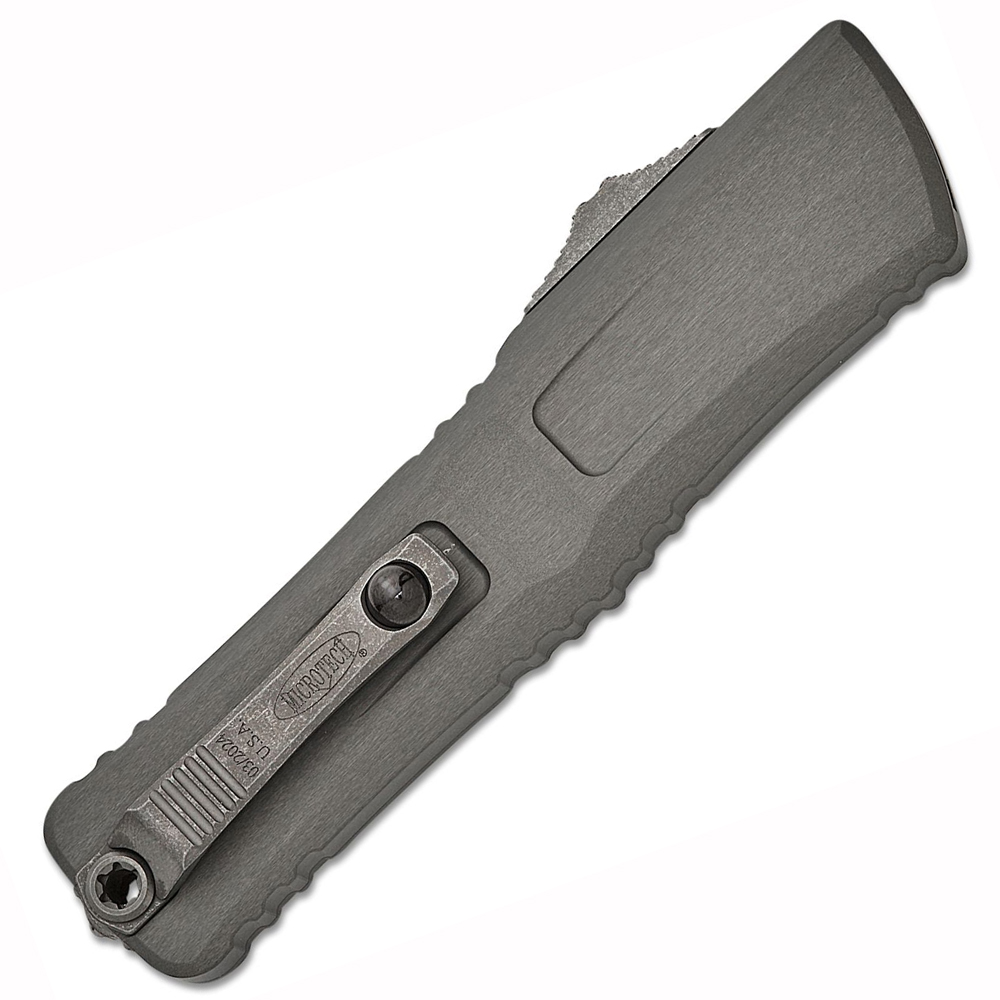 Microtech Combat Troodon Gen III AUTO OTF M390MK Apocalyptic Double Edge Dagger Natural Clear Deep Engraved Aluminum Handles 1142-10APNC 4